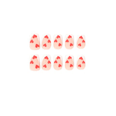 Frosted White French Love Press on Nails 24Pcs Medium Squoval Nails