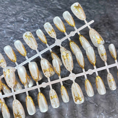 Gold Polka Dot Bow Cat Eye(Handmade press on nails)/10Pcs Almond Nails