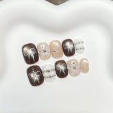 Butterfly Carved Cat Eye(Handmade press on nails)/10Pcs Square Nails
