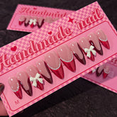 Simple French Bow(Handmade press on nails)/10Pcs Almond Nails