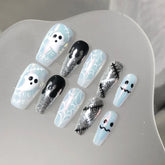 Blue Ghost(Handmade press on nails)/10Pcs Coffin Nails