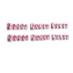 Pink Kitty Cat Eye(Handmade press on nails)/10Pcs Squoval Nails