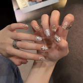 Fairy Powder Holy Light Cross(Handmade press on nails)/10Pcs Square Nails