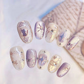 Purple Cat Cat Eye(Handmade press on nails)/10Pcs Oval Nails