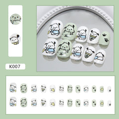 Line Dog(Handmade Press On Nails)/24Pcs Short Children Nails