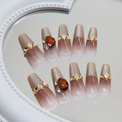 Ruby(Handmade press on nails)/24Pcs Coffin Nails