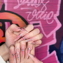 Pink Mechanical Patch(Handmade Custom Nails)/10Pcs Stiletto Nails