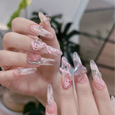 Pink Snake(Handmade Custom Nails)/10Pcs Coffin Nails