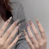 Rose Quartz(Handmade Custom Nails)/10Pcs Almond Nails