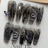 Butterfly Dragon(Handmade Custom Nails)/10Pcs Coffin Nails