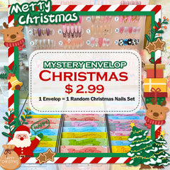 【CHRISTMAS-MYSTERY ENVELOP 】$2.99 1 Envelop=1 Random Christmas Nails Set（10pcs）