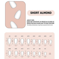 3D Line French Pink Press on Nails 24Pcs Short Almond Nails