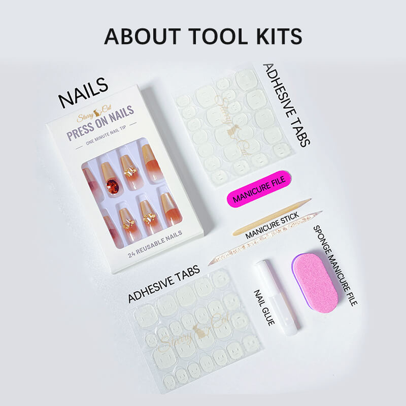 French Polka Dot Bow Press on Nails 24Pcs Medium Almond Nails