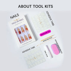 Grid Ghost Press on Nails 24Pcs Long Stiletto Nails  