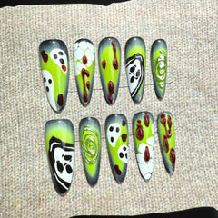 Halloween Party（Handmade press on nails）/10Pcs Stiletto Nails