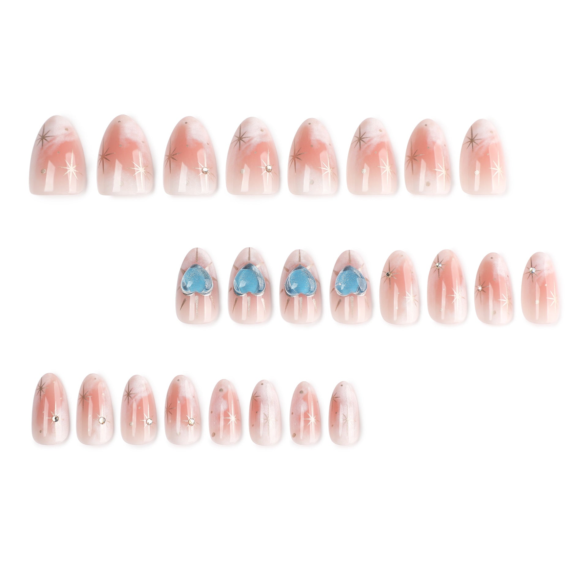 Sweet Love Smudge Presson on Nails 24Pcs Short Almond Nails