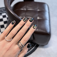 Cute Rainbow Cat Eye（Handmade press on nails）/10Pcs Squoval Nails