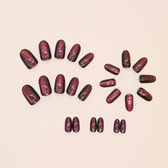 Cat's Eye Handmade press on Nails / 24Pcs Oval Nails