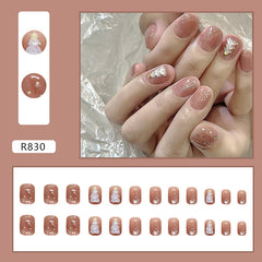 Star Polka Dot Christmas Tree Press on Nails 24Pcs Short Squoval  Nails