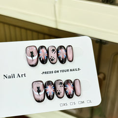Civet Fireworks Cat Eye（Handmade press on nails）/10Pcs Squoval Nails
