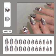 CatEye Light Heart（Handmade press on nails）/24Pcs Almond Nails