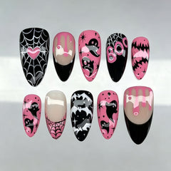 Sweet Pink Phantom Presson on Nails 10Pcs Medium Almond Nails