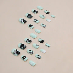 Little Black Cat（Handmade Press On Nails）/24Pcs  Short Children Nails