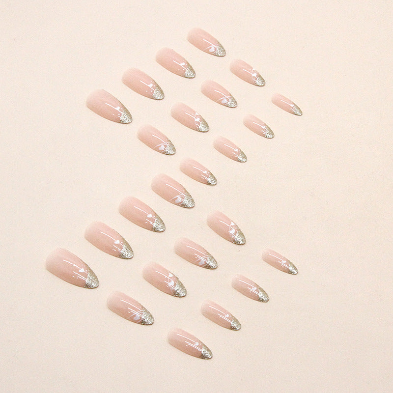 Shining Heart Press on Nails 24Pcs Medium Almond Nails