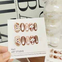 Hat Kitty（Handmade press on nails）/10Pcs Squoval Nails