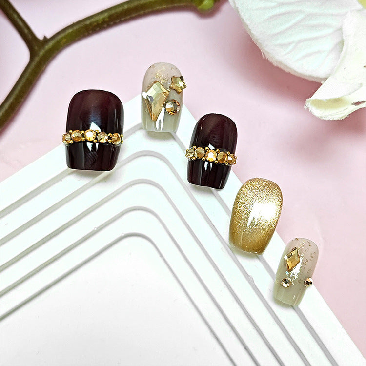 Sweet Starry Sky Cat Eye（Handmade press on nails）/10Pcs Square Nails