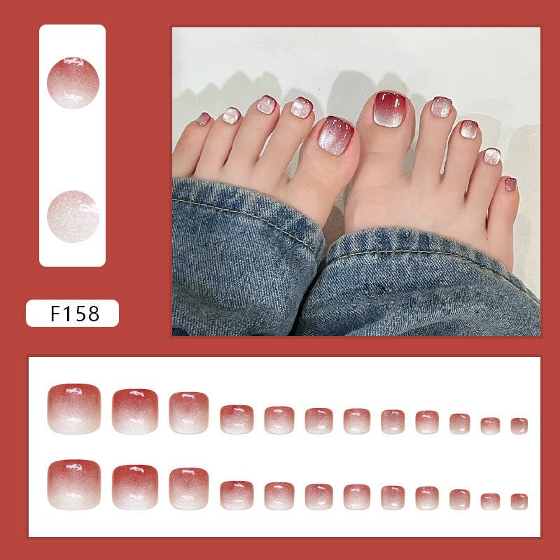 Gradient Color Cat Eye（Handmade Press On Nails）/24Pcs  Short Toe Nails