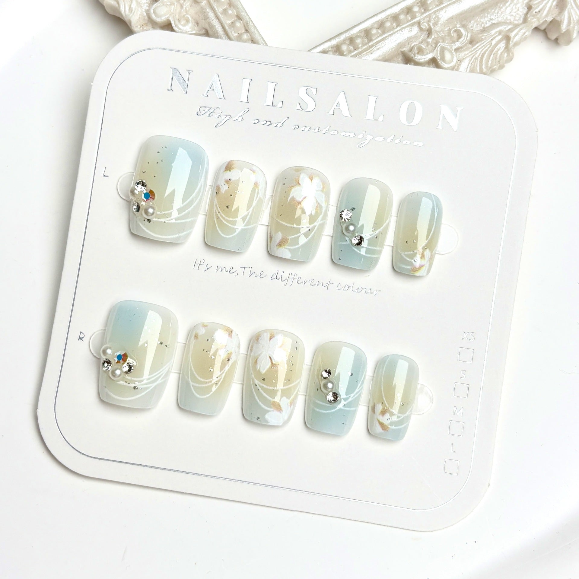 Fresh Flowers（Handmade press on nails）/10Pcs Square Nails