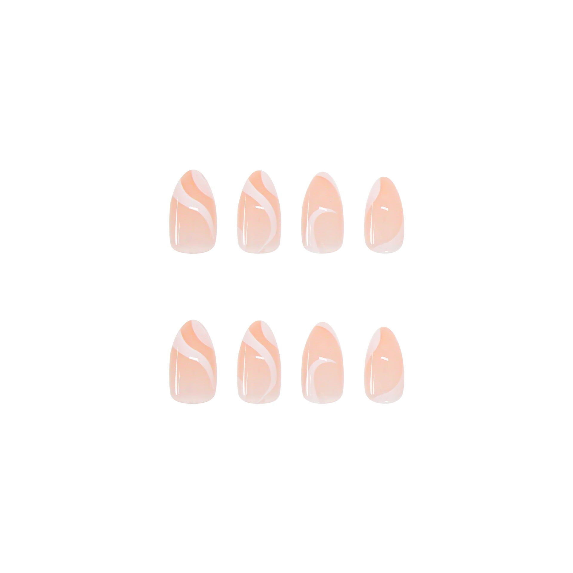 White Ribbon Handmade press on Nails / 24Pcs Almond Nails