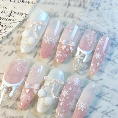 Winter Confession Cat Eye（Handmade press on nails）/10Pcs Long Nails