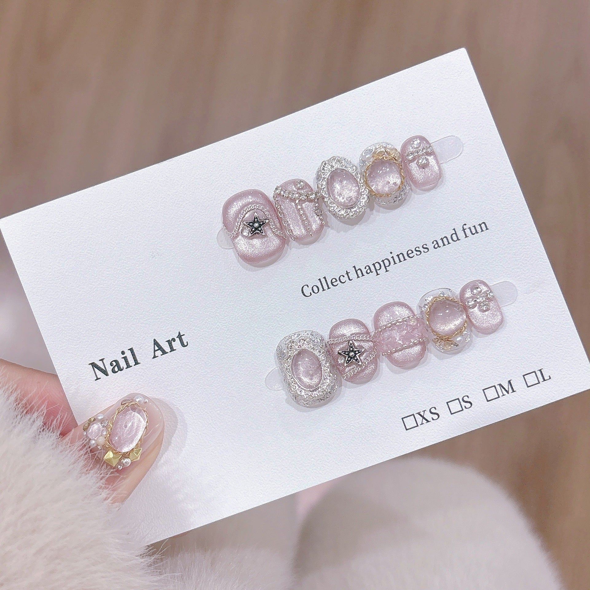 Pink Regalia（Handmade press on nails）/10Pcs Square Nails