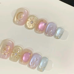 Moonlight Waltz（Handmade press on nails）/10Pcs Square Nails