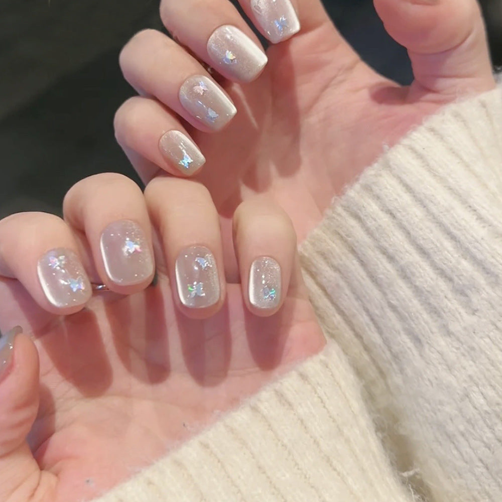 Laser Butterfly Cat Eye（Handmade press on nails）/10Pcs Square Nails
