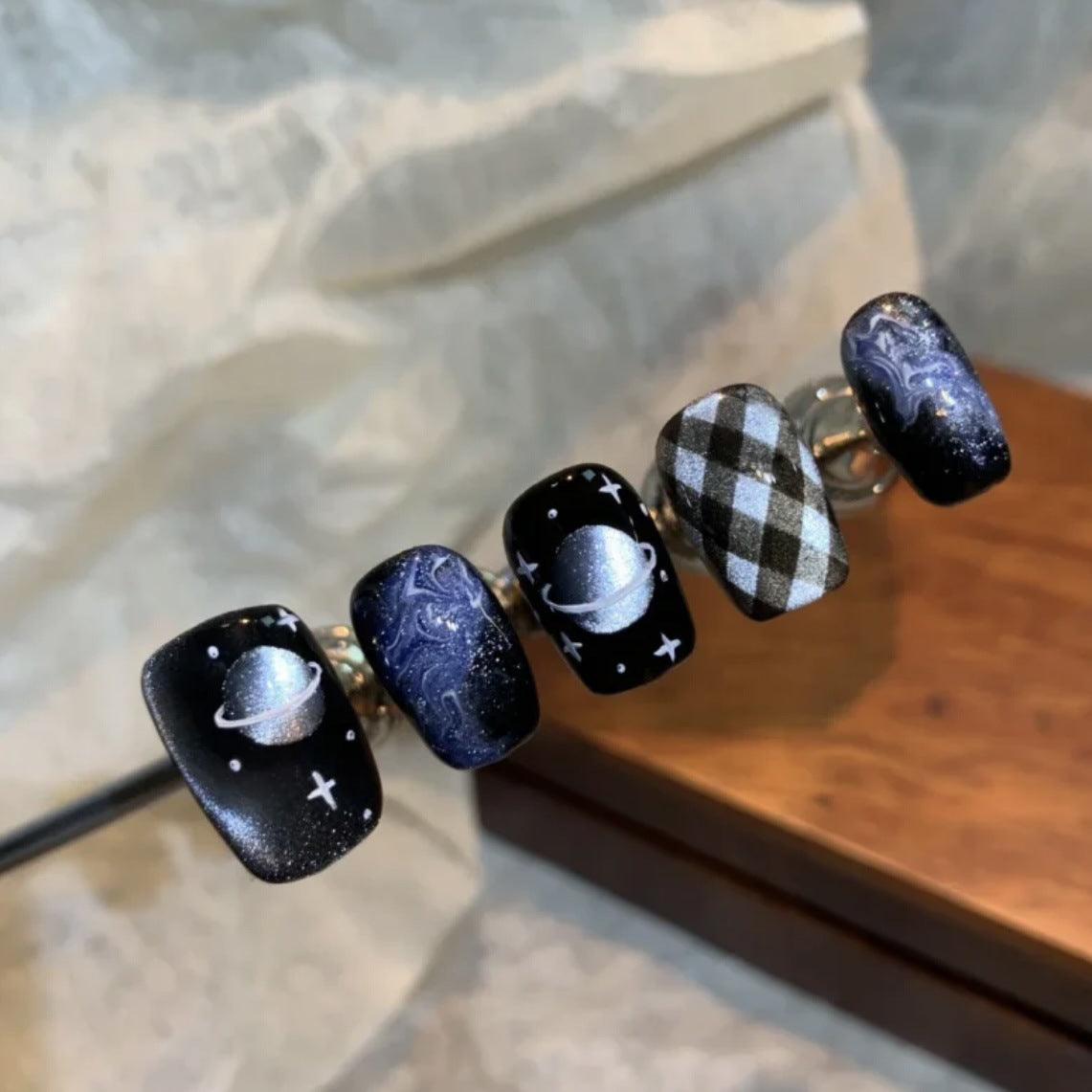 Starry Planet（Handmade press on nails）/10Pcs Square Nails