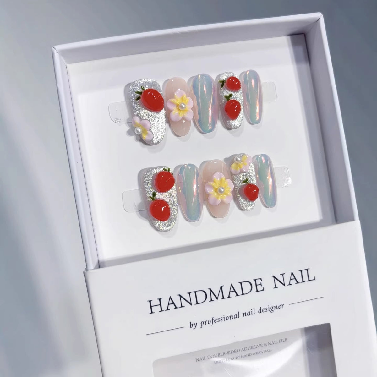Fruit Carving Cat Eye（Handmade press on nails）/10Pcs Almond Nails