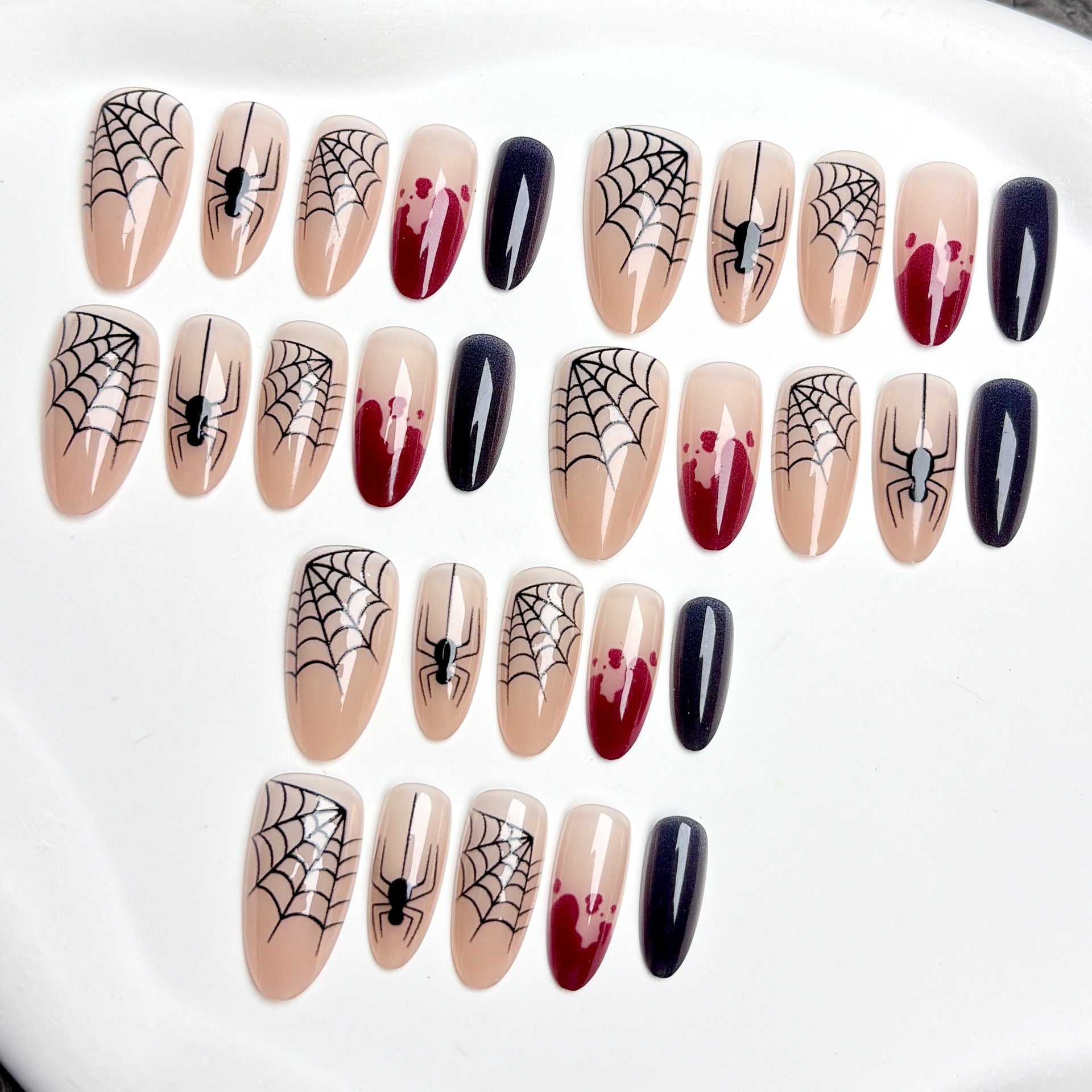 Blood Spider（Handmade press on nails）/10Pcs Almond Nails