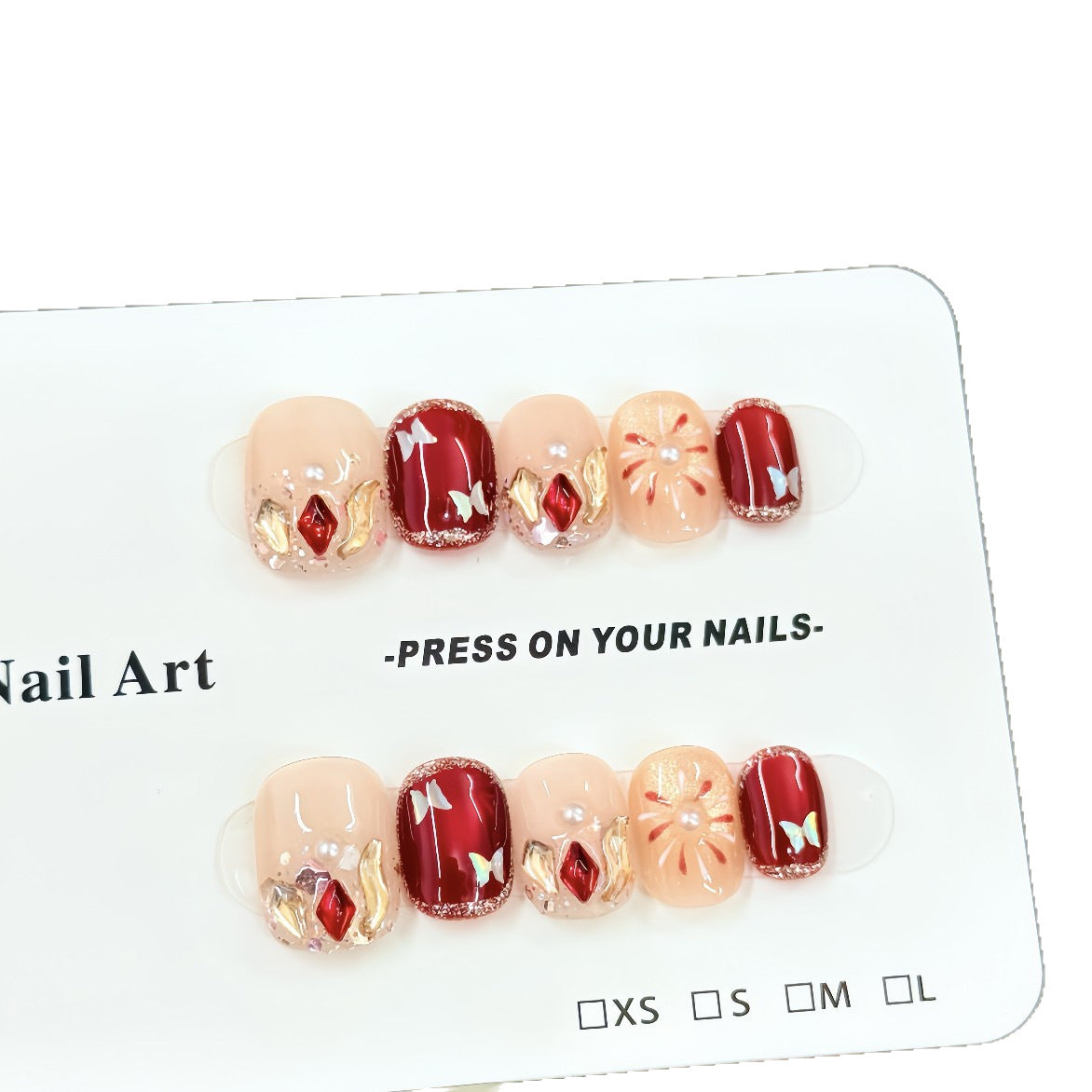 Fireworks Diamond Butterfly Cat Eye（Handmade press on nails）/10Pcs Squoval Nails