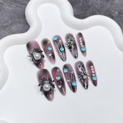 Little Spider Handmade press on Nails / 10Pcs Stiletto Nails