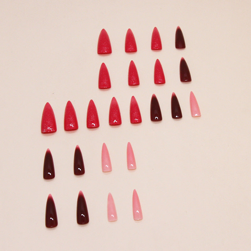 Ombre Glitter（Handmade press on nails）/24Pcs Stiletto Nails