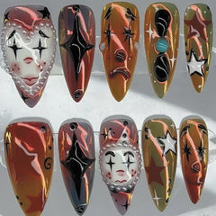 Halloween clown（Handmade press on nails）/10Pcs Almond Nails