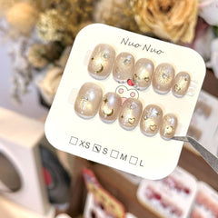 Moon & Star River Cat Eye（Handmade press on nails）/10Pcs Square Nails