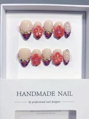Blush Gradient Cat Eye（Handmade press on nails）/10Pcs Almond Nails