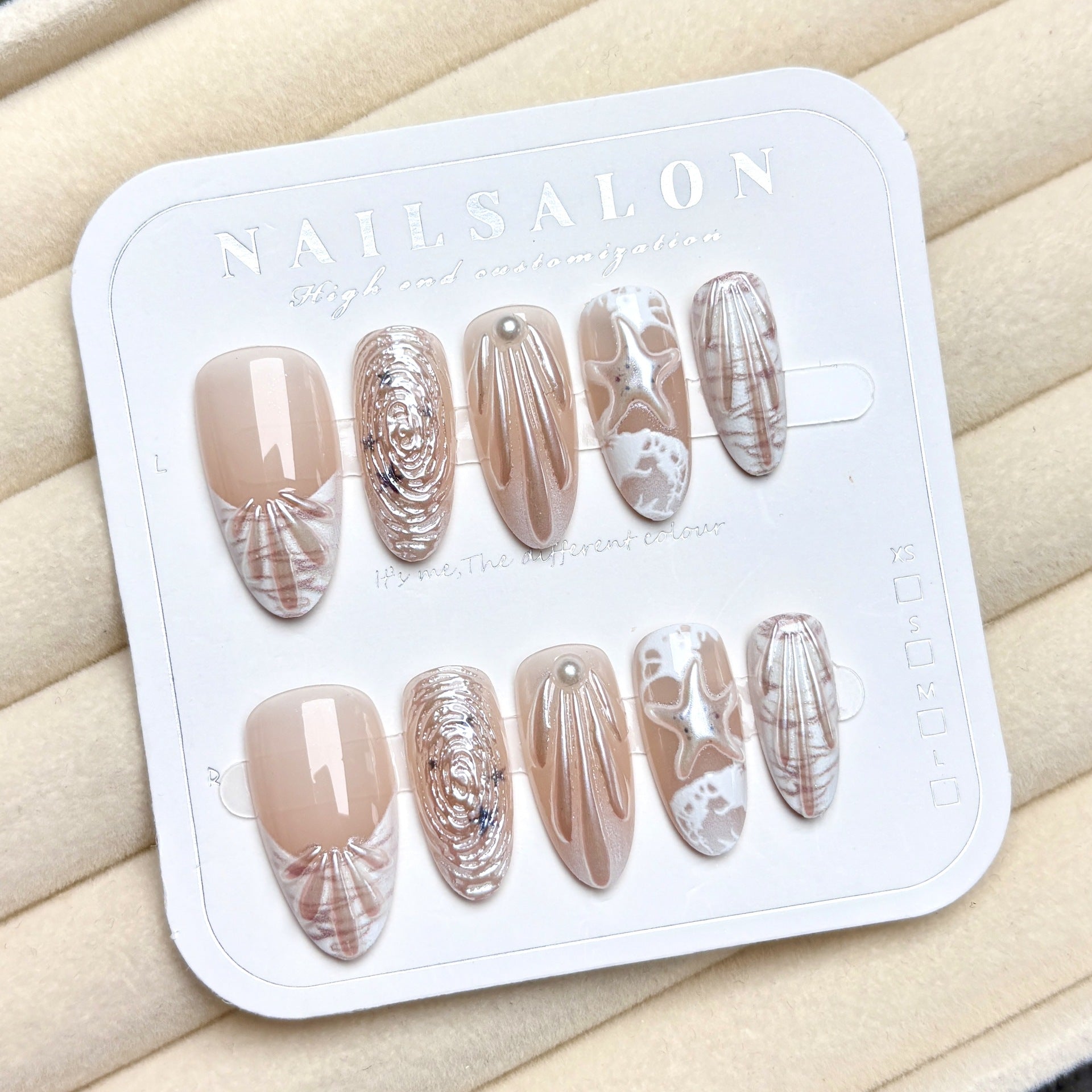3D Starfish Shell（Handmade press on nails）/10Pcs Almond Nails