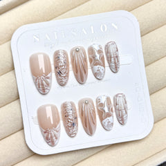 3D Starfish Shell（Handmade press on nails）/10Pcs Almond Nails
