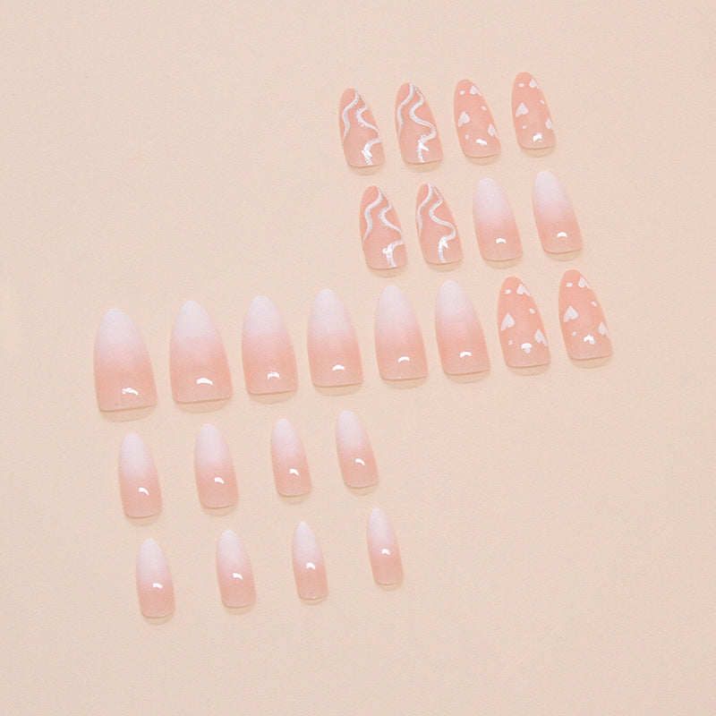 Love Lines White Press on Nails 24Pcs Medium Almond Nails