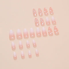 Love Lines White Press on Nails 24Pcs Medium Almond Nails